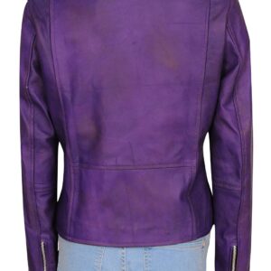 Womens Purple Girl Brando Leather Jacket