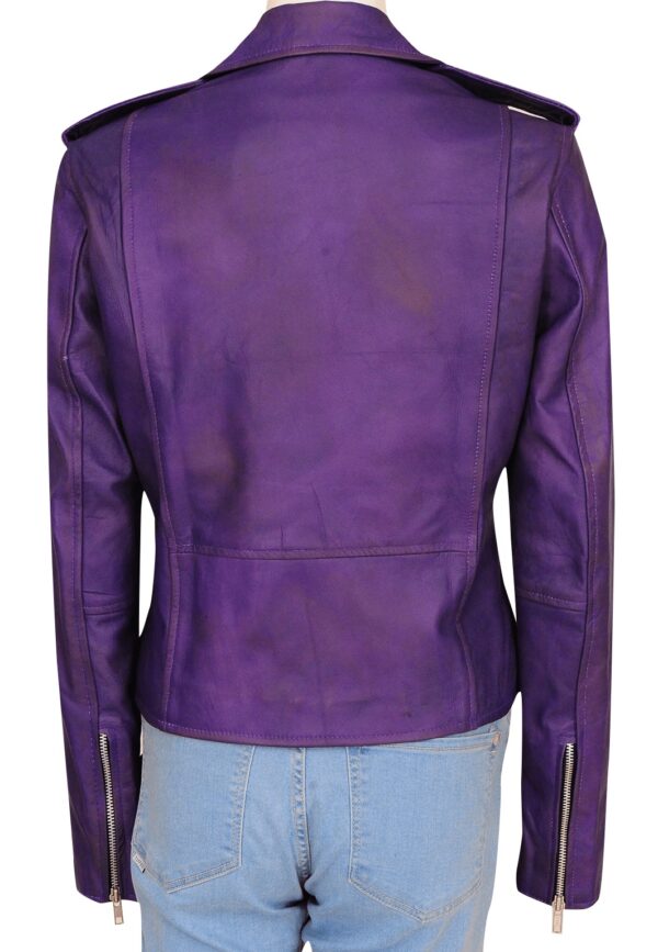 Womens Purple Girl Brando Leather Jacket