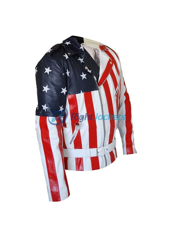 Biker Style America Flag Faux Leather Jacket