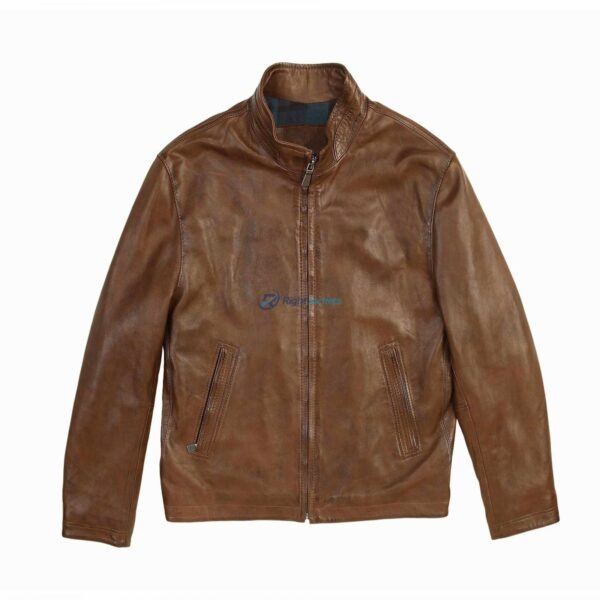 Mens Brown Zipper Stylish leather jacket