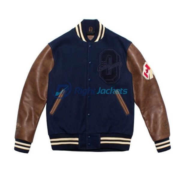 October Varsity Drake Team Blue Stylish Leather jacket