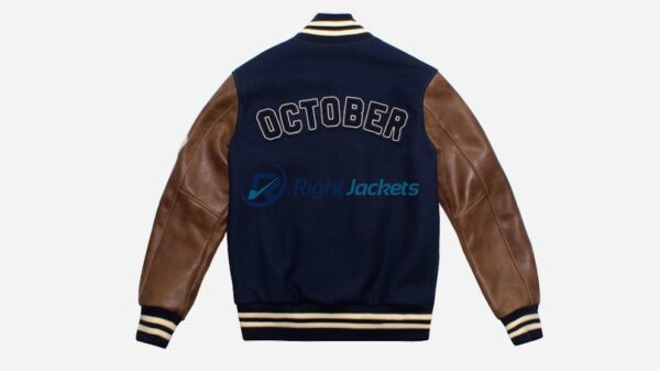 October Varsity Drake Team Blue Stylish Leather jacket 1
