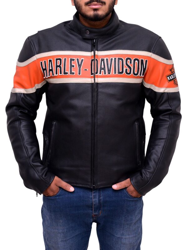 Victory Lane Harley Davidson biker Leather Jacket