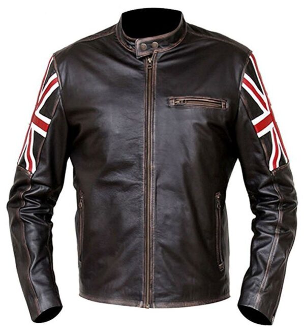 Vintage Distressed Brown Cafe Racer Leather Jacket