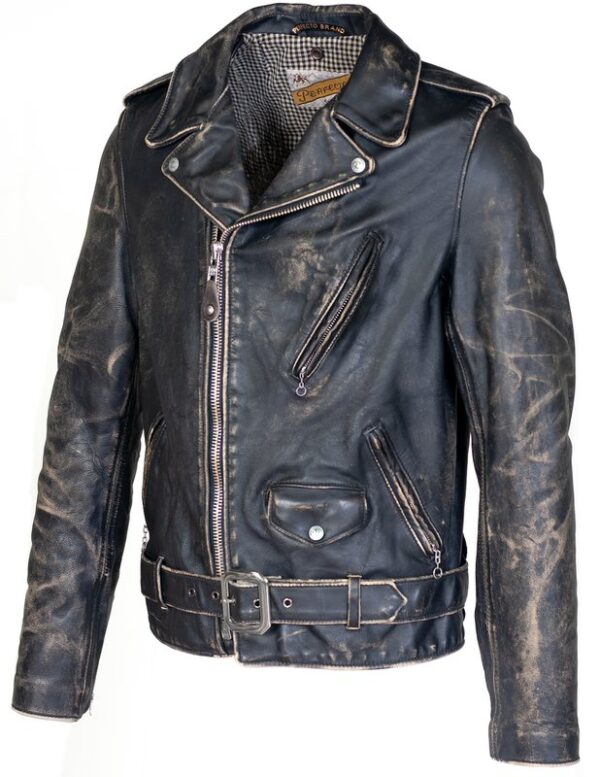 Vintaged Fitted Motorcycle Black Leather Jacket