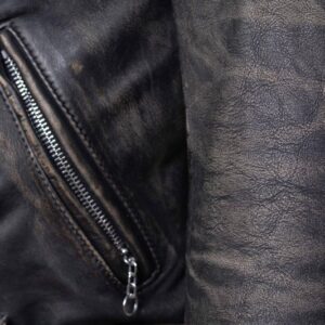 Vintaged Fitted Black Leather Jacket