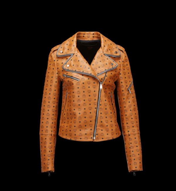 Visetos Print Rider Brown Leather Jacket