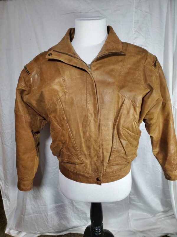 (Front) Winlit Brown Leather Jacket