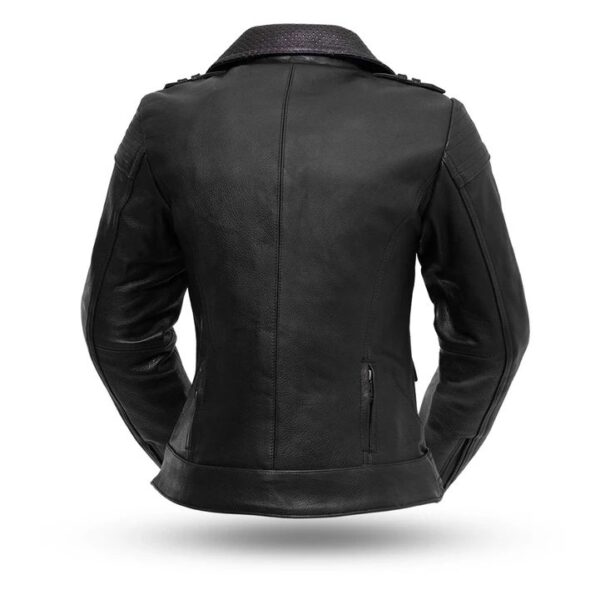 Women Iris Black Leather Motorcycle Jacket