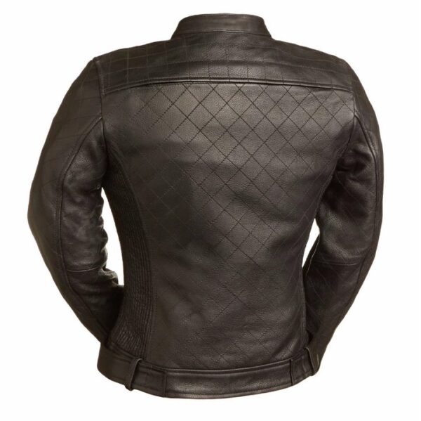 Women Queen of Diamonds Brown Motorcycle Leather Jacket