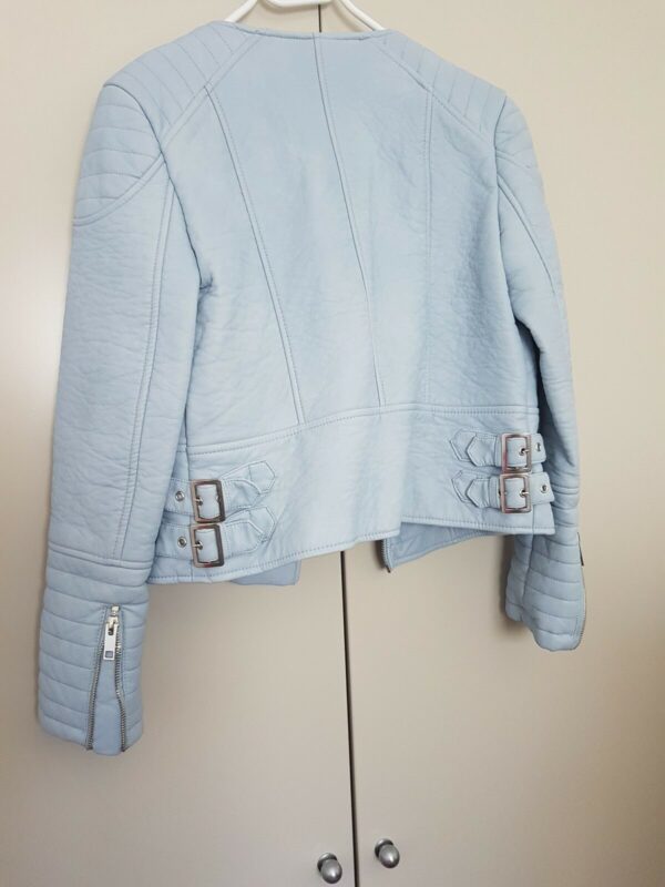 Womens Baby Blue Leather Jackets