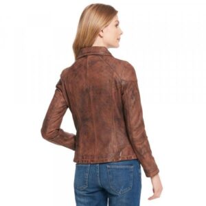 Womens Brown Distressed Leather Jacket