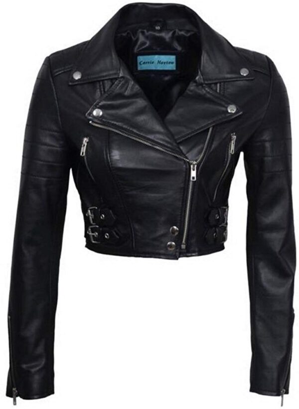 Women's Chic Cropped Top Black Leather Jackets