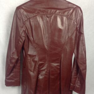 (Back) Women's Etienne Aigner Two Buttons Blazer Burgundy Leather Jacket