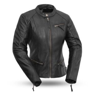 Womens Fashionista Black Motorcycle Leather Jacket