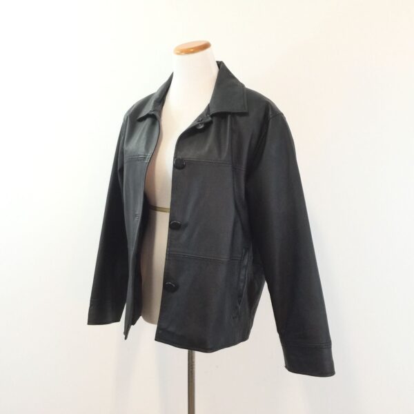 Womens KC Collections Black Leather Blazer Jacket