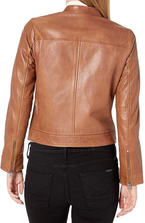 Women's Lucky Branded Brown Leather Jackets