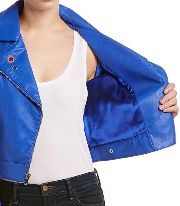 Womens Moto Royals Blue Leather Jacket