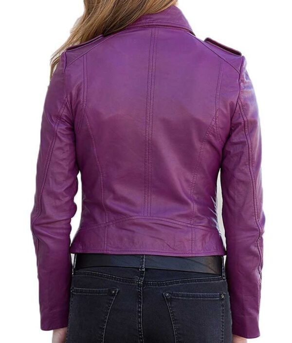 Womens Purple Classic Motorcycle Leather Jackets
