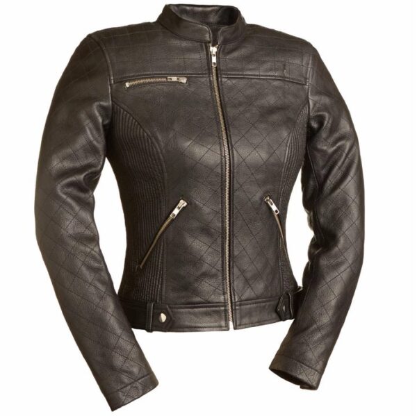 Queen Of Diamonds Brown Motorcycle Leather Jacket
