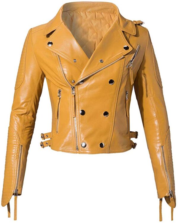 Womens Real Leathers Moto Jacket with Big Raccoon Fur Collar