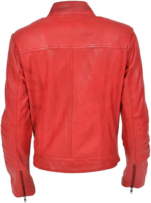 Womens Real Red Bikers Style Leather Jacket