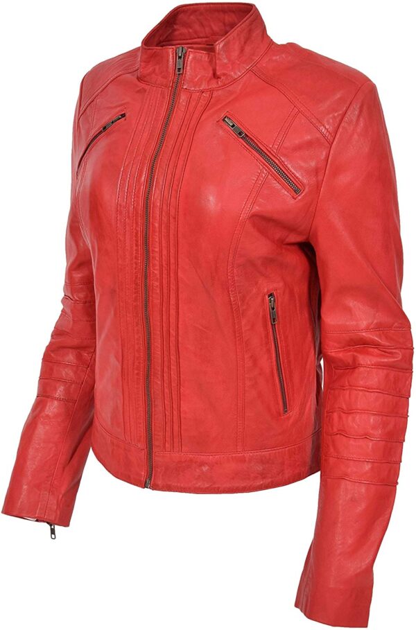Womens Real Reds Biker Style Leather Jacket