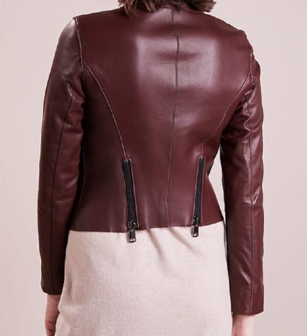 Womens Red Remis Leather Jacket