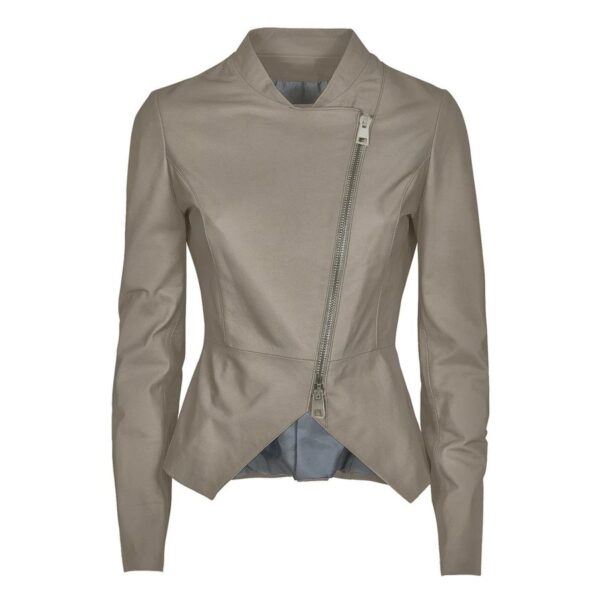 Womens Taupe Leather Jacket