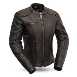 Womens Trickster Black Leather Motorcycle Jackets