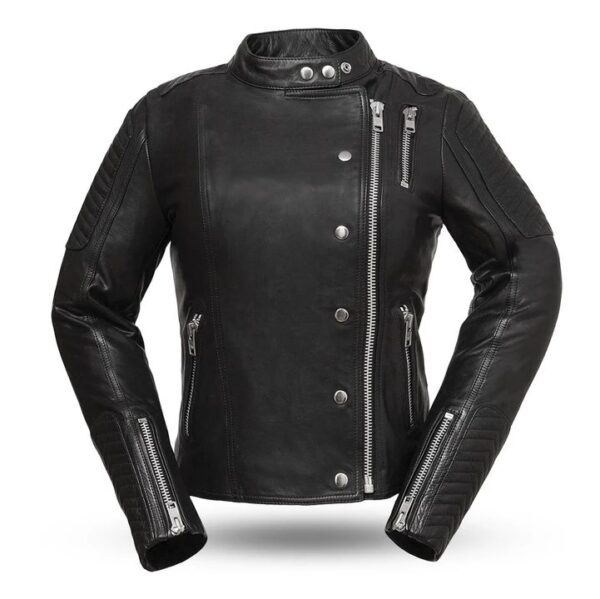 Womens Warrior Princess Black Leather Motorcycle Jacket