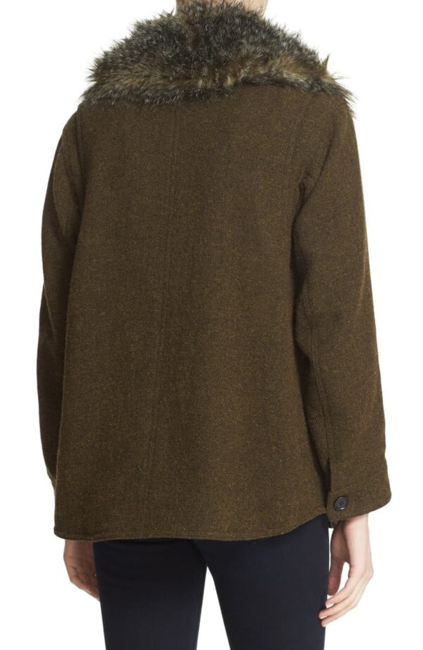 Wool Blend Flak Jacket with Removable Faux Fur Collars