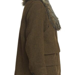 Flak Wool Blend Jacket with Removable Faux Fur Collar