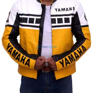 Yamaha Yellow Motorcycle Riding Leather Jacket