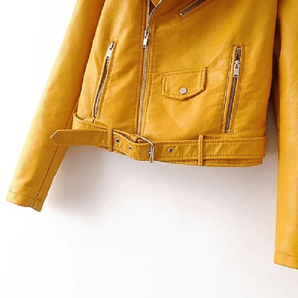 Yellow Faux Leathers Jacket