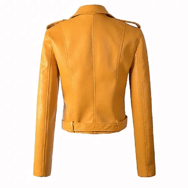 The Glitzy Biker Yellow Faux Leather Jacket