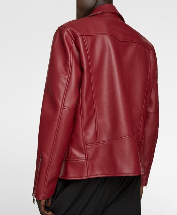 Zara Red Faux Leather Bikers Jacket
