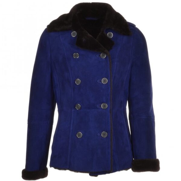 blue shearling coat jacket
