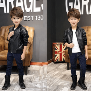 Children’s Fashion Outerwear Boy Leather Jackets