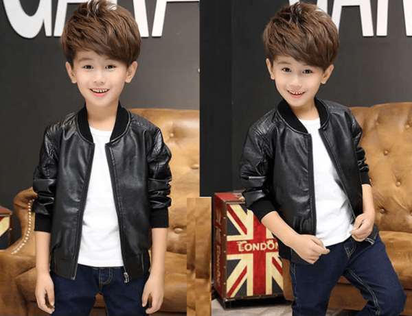 Children’s Fashion Outerwear Boy Leather Jackets