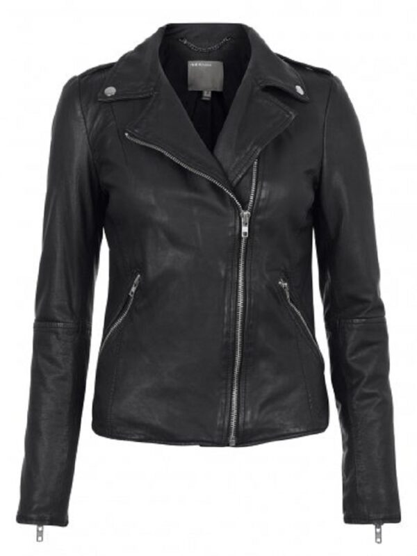 Muubaa Carmona Black Biker Leather Jacket