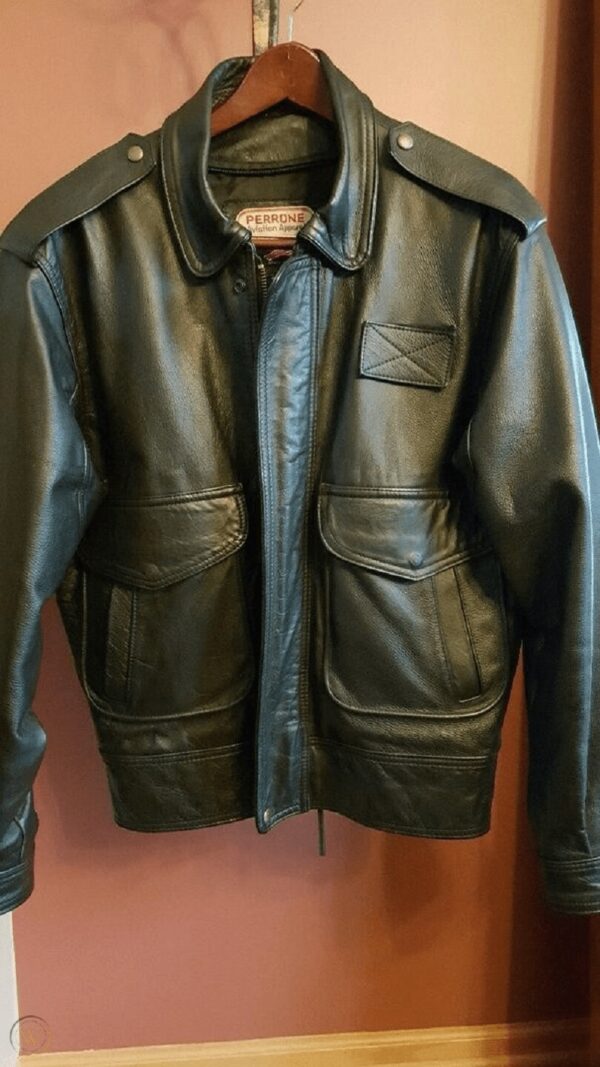 Perrone Aviation Apparel Black Leather Jacket