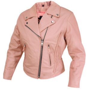 Rose Pink Braided Leather Jacket