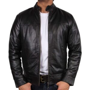 Men’s Simple Look Black Leather Jacket
