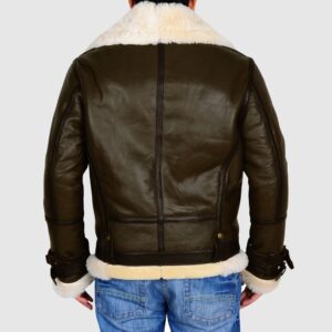 Mens Hearling Aviator Olive Lether Jacket - Right Jackets