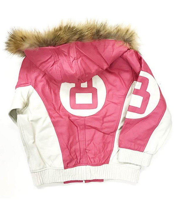 8 Ball Pink Leathers Hooded Jacket