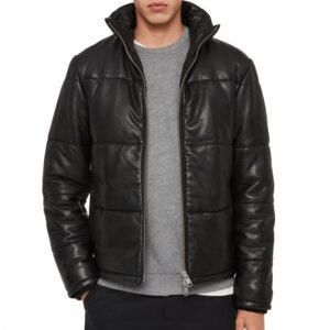 Men’s Leather Puffer Jacket