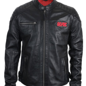 Quilted Acdc Black Leather Jacket