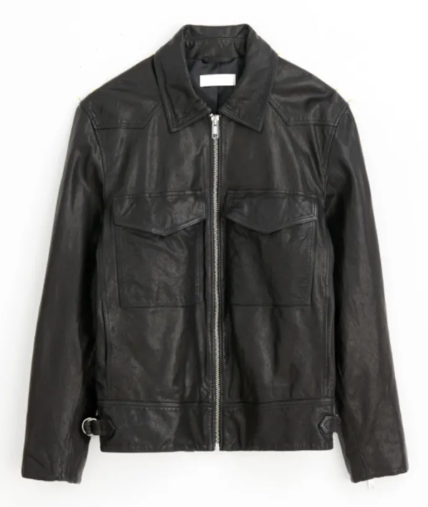 Alex Mill Field Black Tumbled Leather Jacket