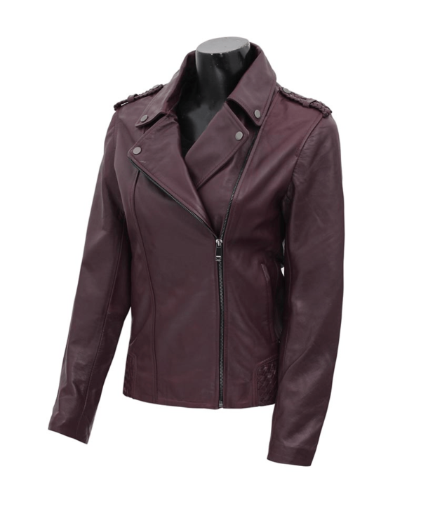 Allysons Asymmetrical Purple Leather Jacket